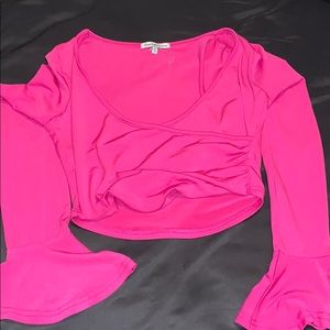 Pink flare sleeve crop top
